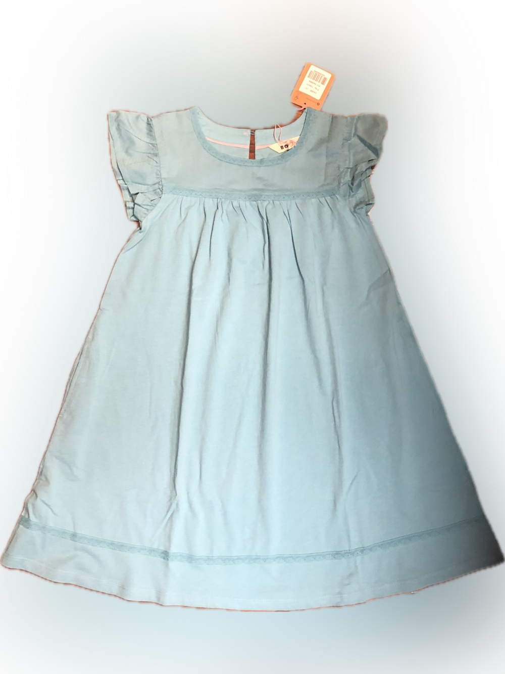 Mini Boden Aqua Blue Short Sleeve Ruffle Dress